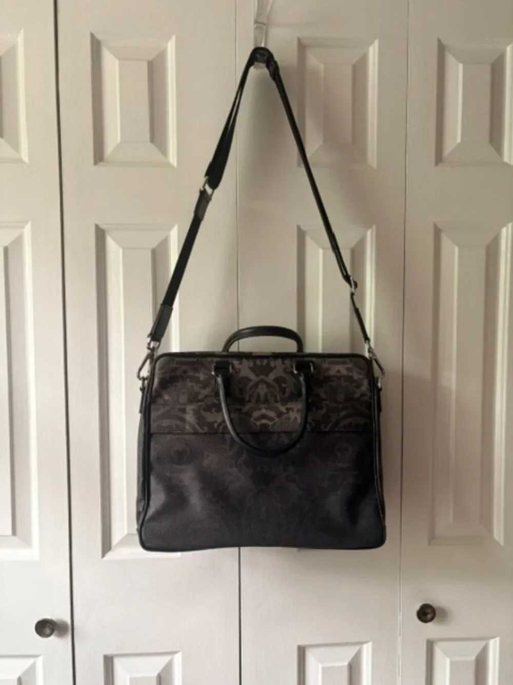 ETRO Milano Italian Leather Laptop/Briefcase Bag - Damask Print